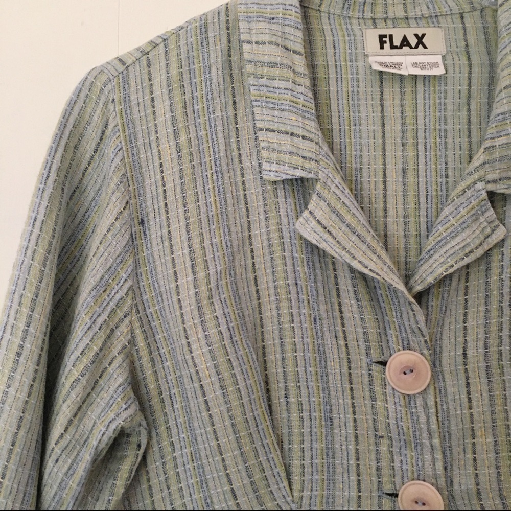 Flax Striped Unstructured Linen 3-Button Blazer J… - image 3